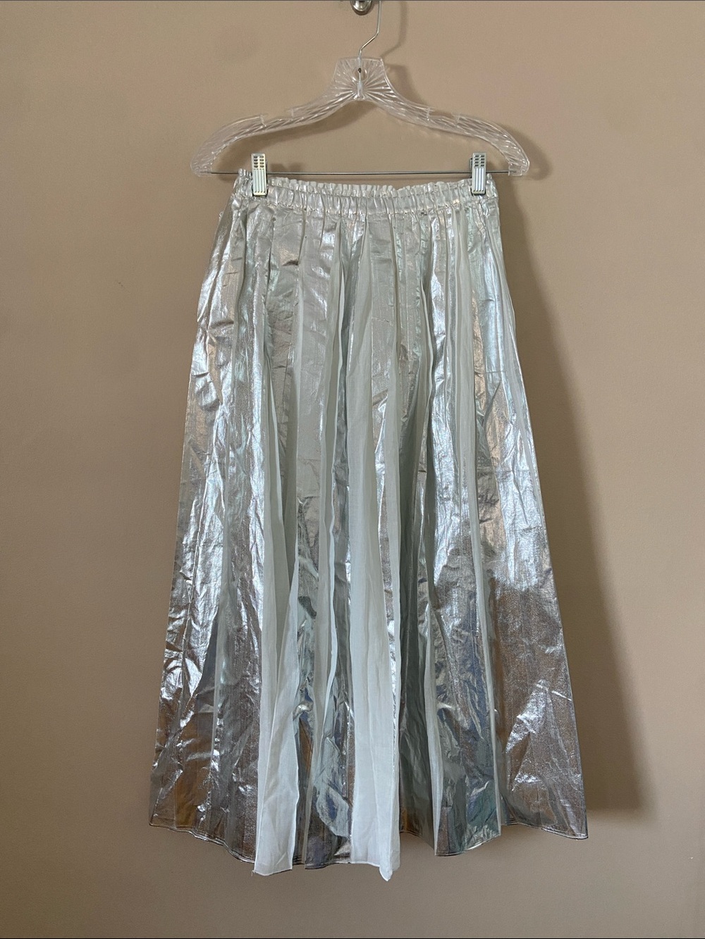 TELA York Pleated Midi Cottom Silver White Skirt - Picture 4 of 13